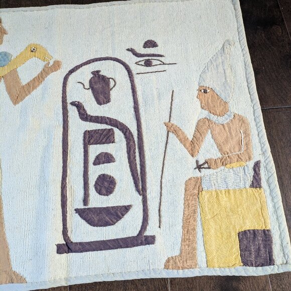 Hand Quilted Egyptian Style Banner Wall Hanging – Set of 2, Rare Find - Picture 7 of 9